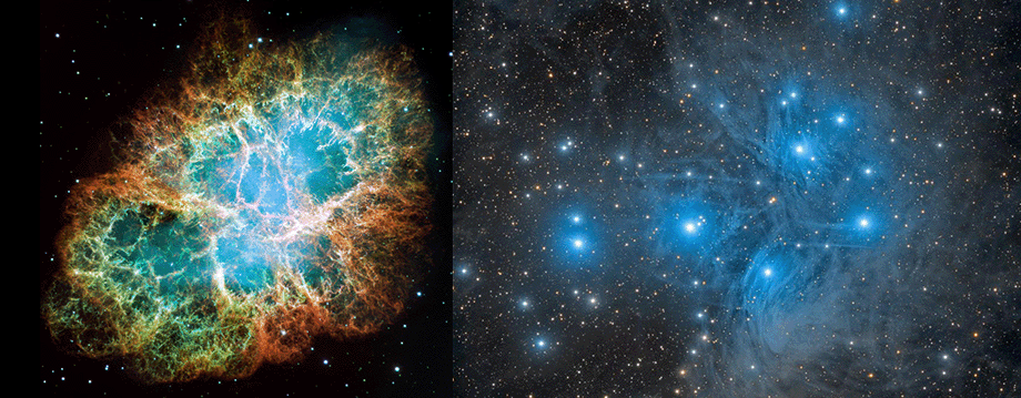 plaiedes and crab nebula